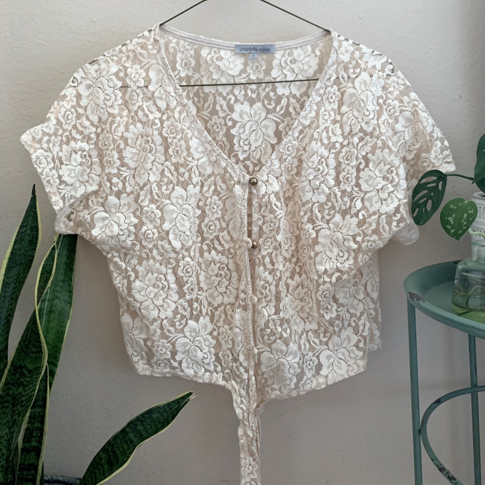 Lace Button Crop
